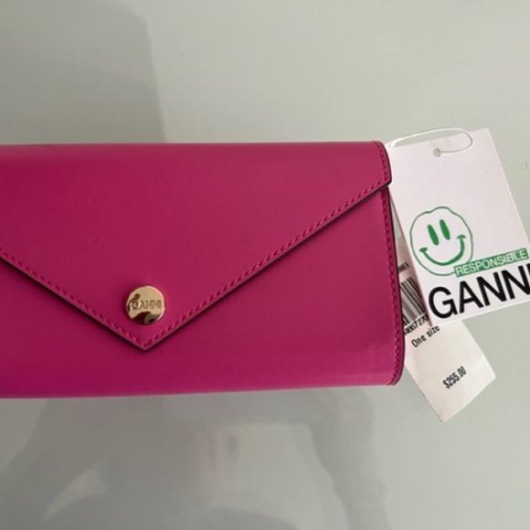 GANNI Banner Recycled Leather Wallet on Chain - Picture 8 of 13